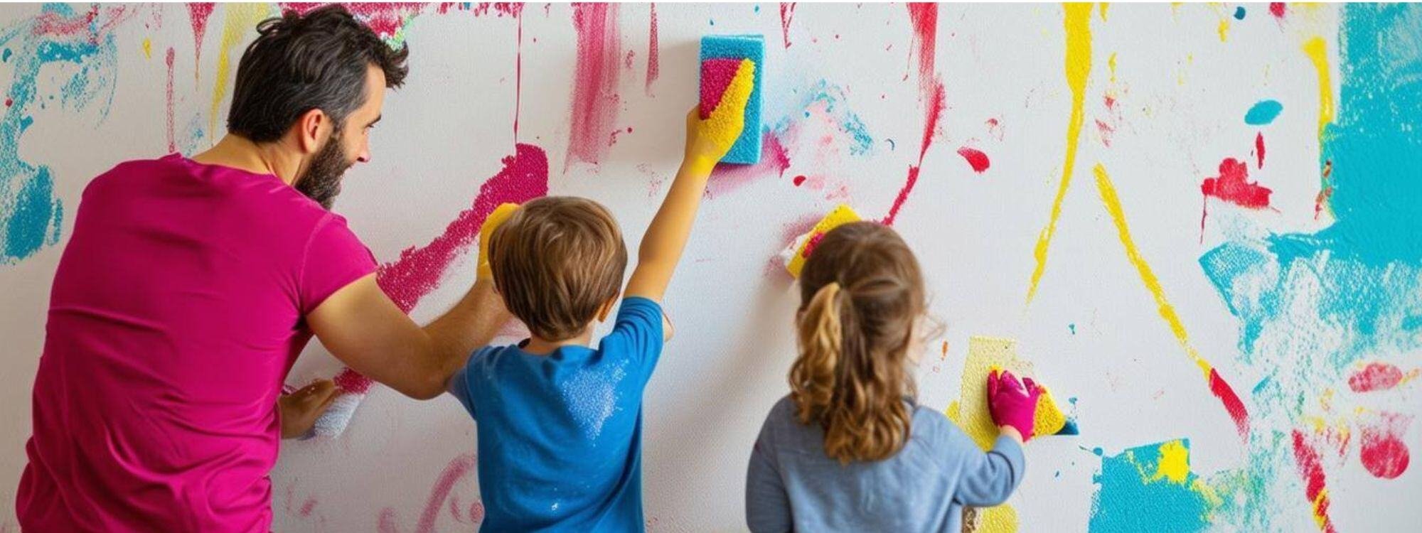 Family Painting a wall