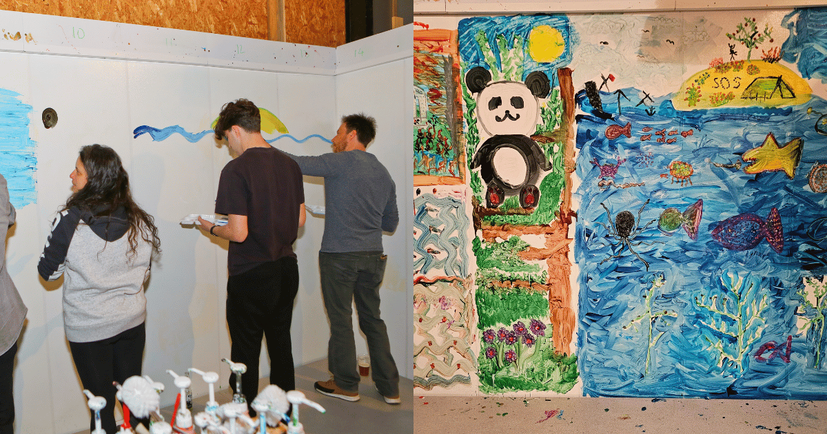Family at Paint and Sip Tunbridge Wells Before and after painting