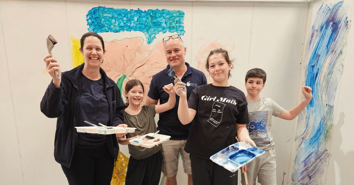 Family of five at Freestyle Paint