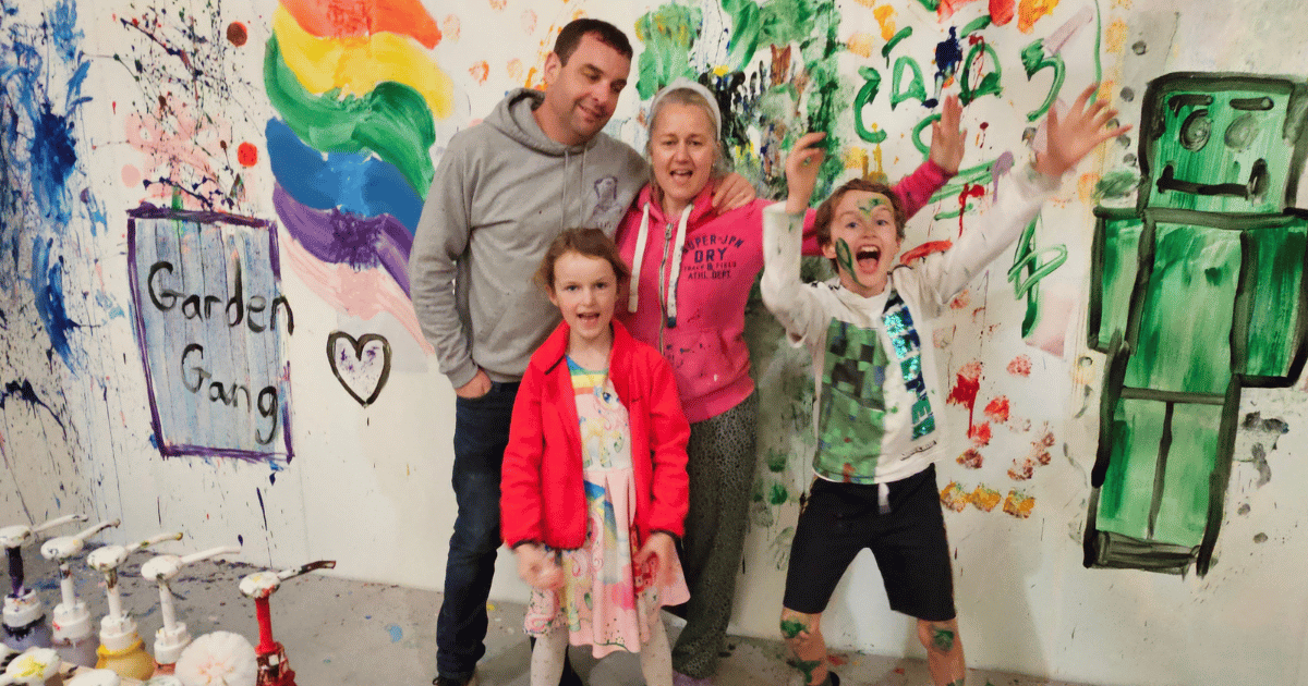 Family of four at Freestyle Paint