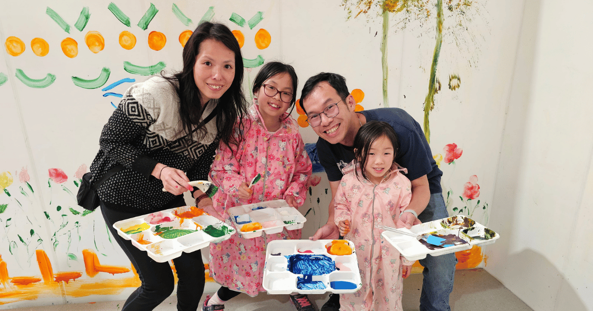 Family of four with 2 young children at Freestyle Paint Tunbridge Wells