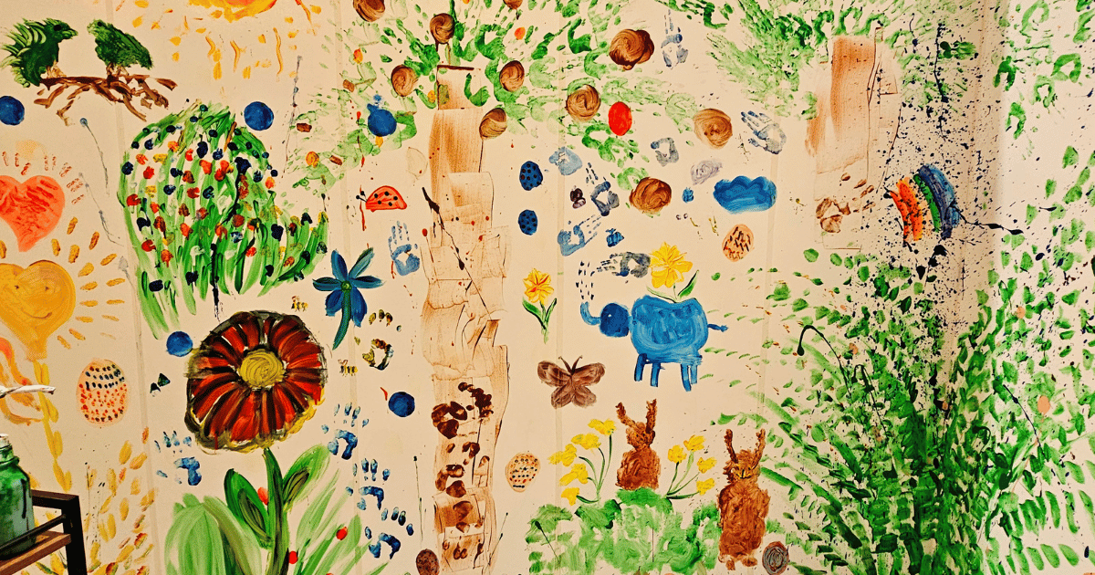 Mural of flowers at Paint and Go Tunbridge Wells