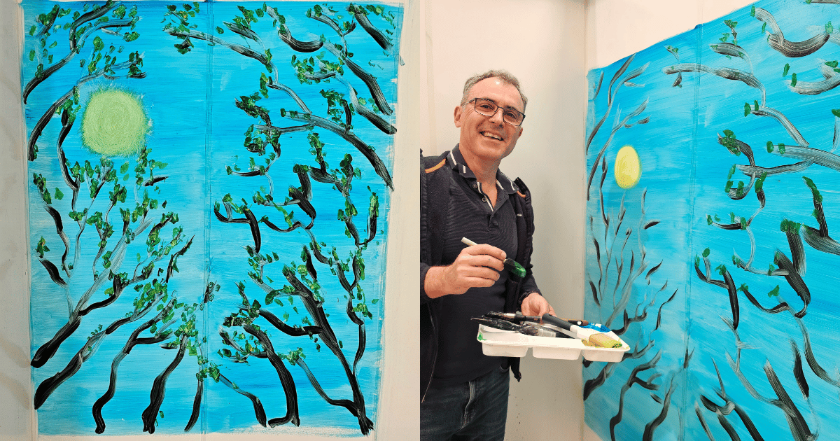 Older Man and his art work