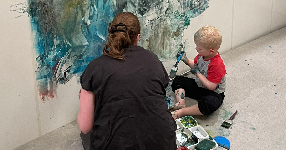 Toddler Paint at Paint and Go Tunbridge Wells - boy getting really messy