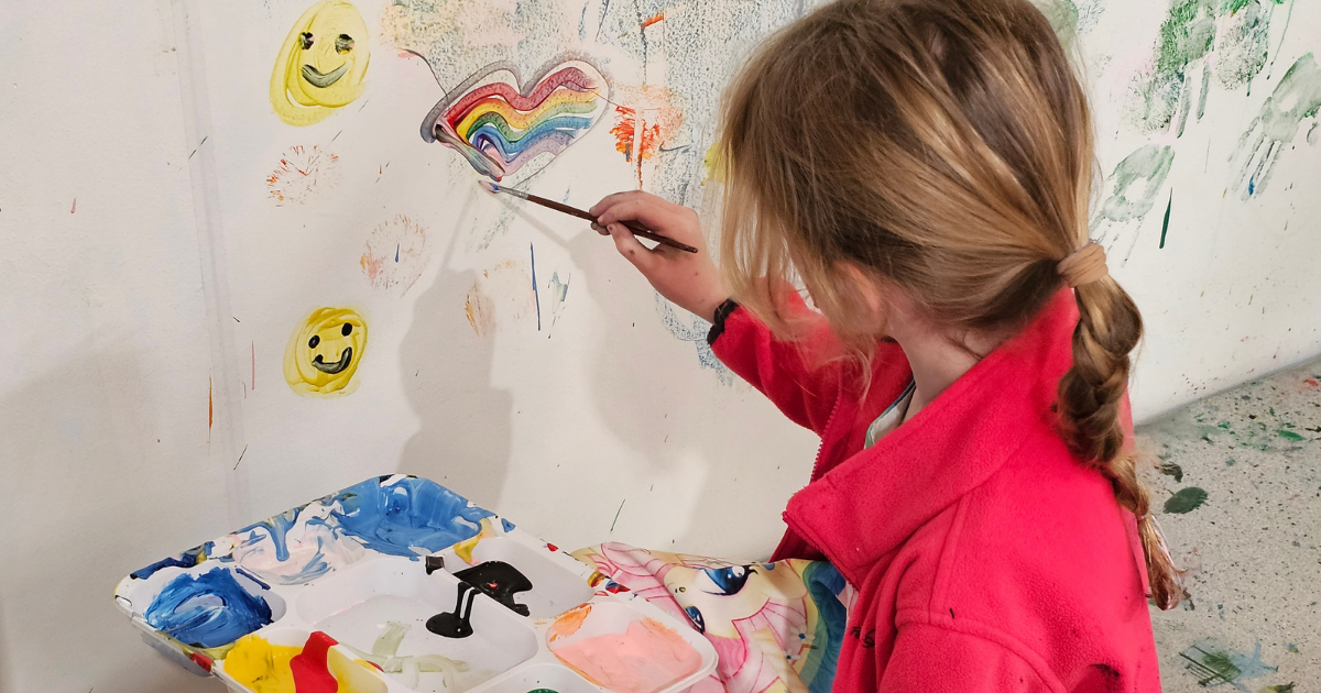 Toddler Paint at Paint and Go Tunbridge Wells Girl in red