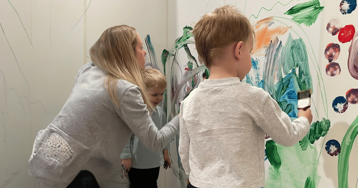 Young Family at Toddler Paint